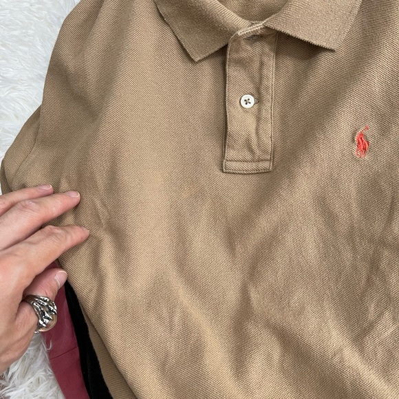 Fair Youth Size Large (16-18) Polo Ralph Lauren Logo Embroidered Polo Shirt Sand - Picture 12 of 12